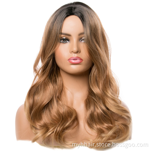 Body Wave Wigs Black Golden Middle Part Cosplay Synthetic Wigs For Women Long Hair Wigs hair Mix Aliexpress Hair Ombre